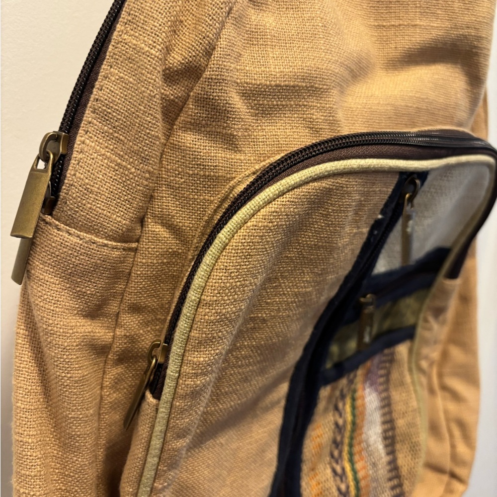 Chic Tan Backpack With Patterned Pocket | Earthbo… - image 6